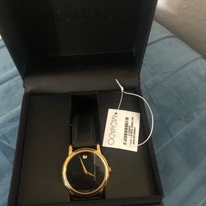Movado Gold Leather Classic Watch